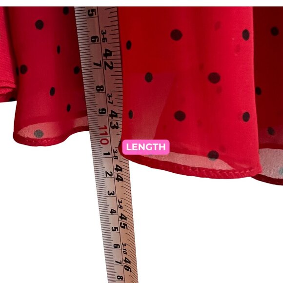 Jacques Verte Plus size red and black polka dot flowy dress short sleeve s20 - Picture 7 of 9